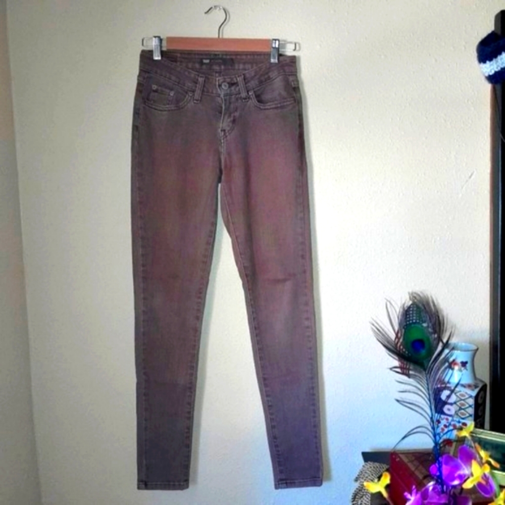Levi's 535 Legging 3M Light Brown-Burgundy Wash Low Rise Denim Jeans Junior Sz 3